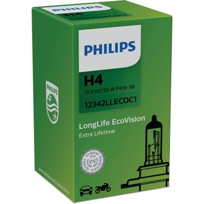 Philips LongLife EcoVision H4 P43t-38 12V 60/55W 12342LLECOC1 – Hledejceny.cz