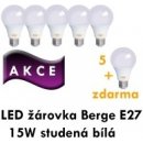 Berge LED žárovka E27 15W Studená bílá 6000K 5+1