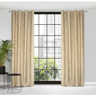 Pierre Cardin ZATEMŇOVACÍ ZÁVĚS NA KROUŽCÍCH PIERRE CARDIN MARGO 140X250 CM BÉŽOVÁ – Hledejceny.cz