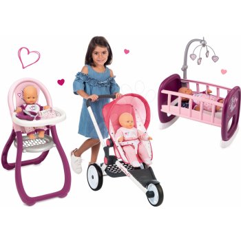 Smoby Set športový Trio Pastel Maxi Cosi & Quinny Jogger polohovateľný so strieškou a jedálenská stolička s kolískou Baby Nurse SM255098-4