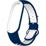 Xiaomi Mi Band 5/6 náhradní náramek s kovovým zapínáním - Sportovní Tmavě-modrobílá MBSCZ-5EF07 – Zboží Mobilmania