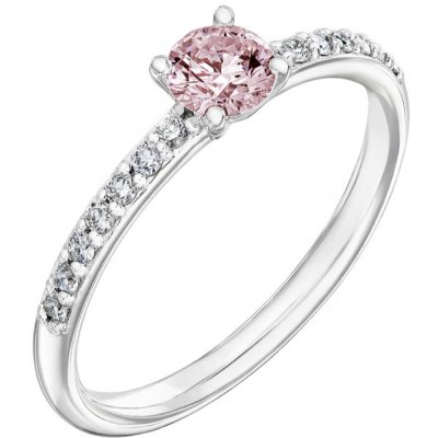 Tiami Prsten z bílého zlata s růžovým diamantem Princess RPRW23261