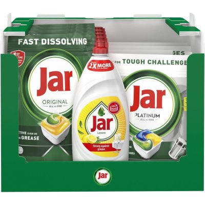 Jar Tablety do myčky 4 x 46 ks + Tablety do myčky Platinum 4 x 35 ks + prostředek Lemon 5 x 900 ml – Zboží Dáma