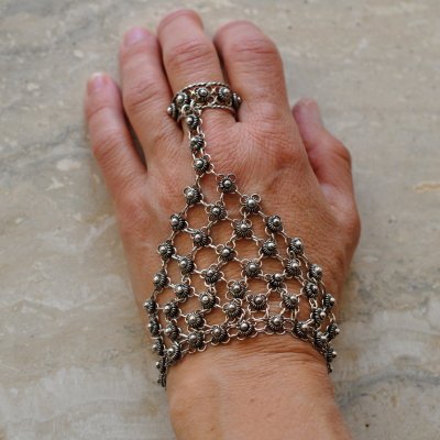 Vorlové Šperky Stříbrný náramek s prstenem B162 – Zboží Mobilmania