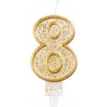 Godan Dortová svíčka číslo 8 zlatá – Zboží Dáma