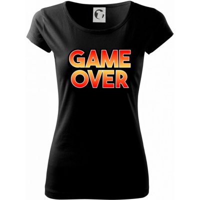 Game over nápis barevný Pure dámské triko černá – Zboží Mobilmania