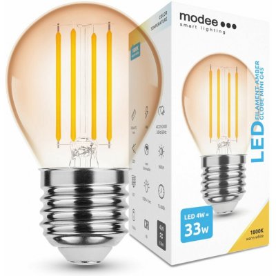 Modee Smart Lighting LED Filament Amber Globe Mini žárovka E27 4W teplá bílá ML-G45FA1800K4WE27 – Zboží Živě