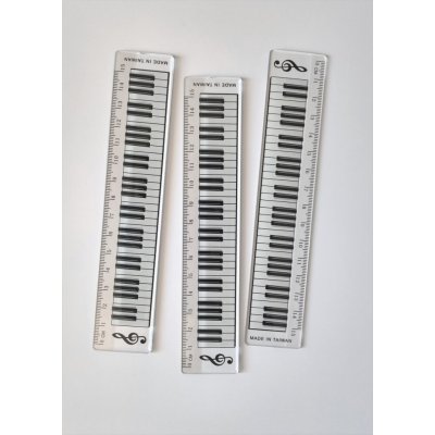15 cm pravítko s designem klaviatury / 15 cm keyboard design clear ruler