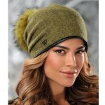 Krumlovanka Zimní dámská čepice s bambulí W-0598/290M khaki melange – Hledejceny.cz