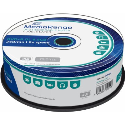 MediaRange DVD+R 8,5GB 8x, spindle, 25ks (MR469) – Zboží Živě