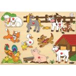 Woody puzzle na desce zvířata na farmě – Zboží Dáma