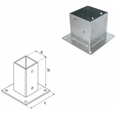 Domax šroubovací patka sloupku se čtvercovou základnou PSP 140 - 141 x 150 x 220 x 2.5 mm – Sleviste.cz