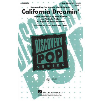 California Dreamin' noty pro sbor 3-Part Choir 1021359 – Zboží Mobilmania