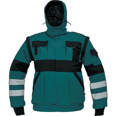 Cerva Zimní montérková bunda MAX WINTER s reflexními pruhy zelená černá – Zboží Mobilmania