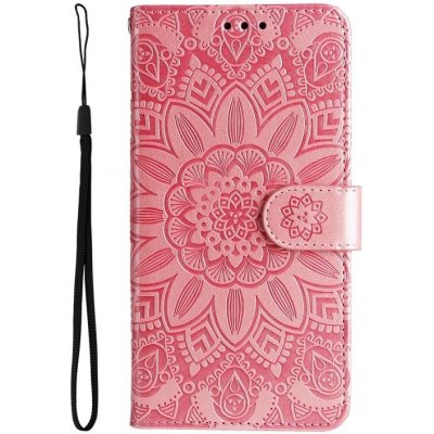 Pouzdro Embossing Pattern Slunečnice Apple iPhone 14 Pro Max růžové – Zboží Mobilmania