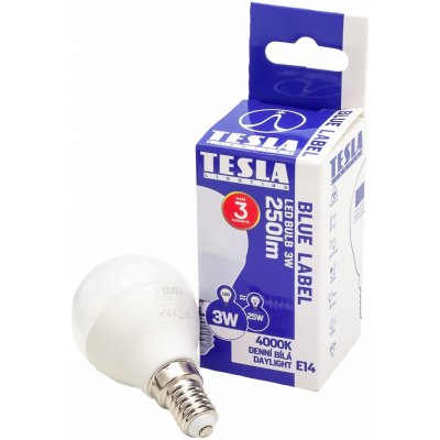 Tesla žárovka LED klasik mini, 3W, E14, neutrální bílá