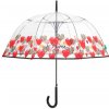 Deštník Perletti srdíčka deštník dámský průhledný červený