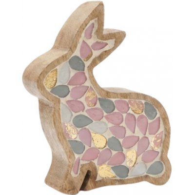 Textilomanie Dřevěný velikonoční zajíc MOSAIC BUN 15 cm, barevný – Hledejceny.cz