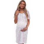 Těhotenská i kojící noční košilka s růžičkami a jemným puntíkem zapínání u krku 1C4099 bílá – Hledejceny.cz