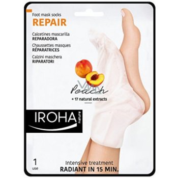 Iroha Repair Foot Mask Socks Peach regenerační maska na nohy a nehty s broskvovým sérem 2 x 9 ml
