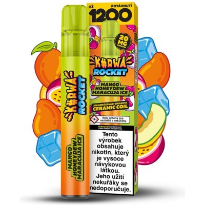 Kurwa Rocket Mango Honeydew Maracuja Ice 20 mg 1 200 potahů – Zboží Dáma