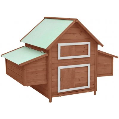 vidaXL Kurník moka-bílý 150 × 96 × 110 cm masivní jedlové dřevo 9799.171461 – Sleviste.cz