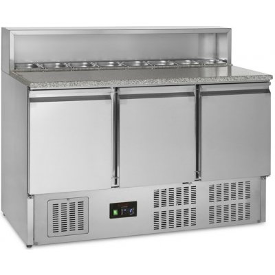TEFCOLD Chladicí pizza stůl se žulovou deskou | GP93 | 3 dveře GN1/1 – Sleviste.cz