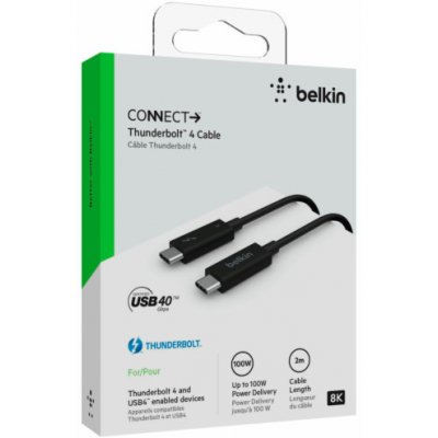 Belkin INZ002BT2MBK Thunderbolt 4 (USB-C/USB-C konektor) až 100W, 2m – Hledejceny.cz