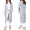 Dámský svetr a pulovr Fashionweek Dlouhý kardigan s kapsami a kapuci NB5655 šedý