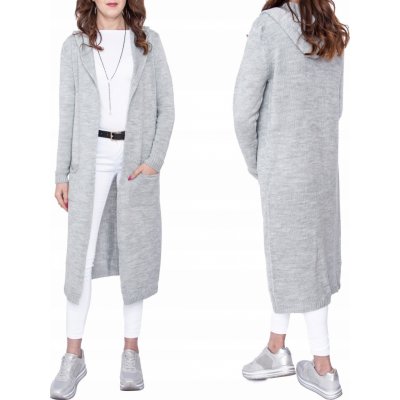 Fashionweek Dlouhý kardigan s kapsami a kapuci NB5655 šedý – Zboží Mobilmania