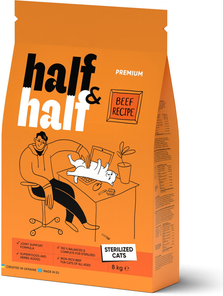 Half&Half Cat Sterilized hovězí 8 kg