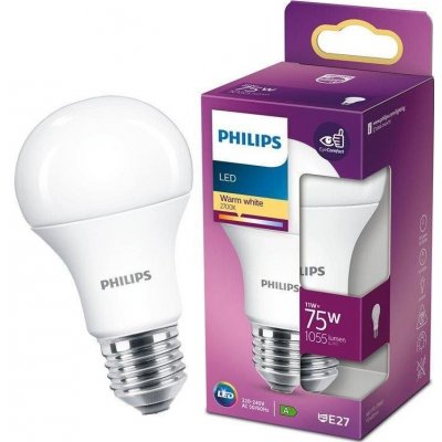 Philips LED žárovka A60 E27 11W =75W 2700K warm WW 1055lm – Zboží Mobilmania