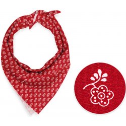 Biante balvněný šátek Sandra SA-355 Bílé květy na červeném