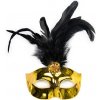 Karnevalový kostým Škraboška zlatá s černým peřím