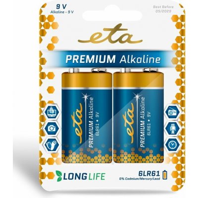 Eta Premium Alkaline 9V 6LR61 2ks ETA9VPREM2 – Hledejceny.cz