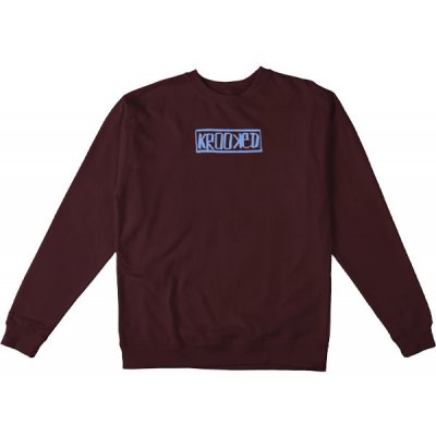 Krooked BOX MAROON w/ BLUE Embroidery mikiny přes hlavu červená – Zboží Mobilmania