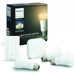 Propojovací zařízení Philips Hue BRIDGE a 3 ks LED žárovek E27 A19 9,5W (60W) White Ambience (2200-6500K) stmívatelné s dálkovým ovl adačem – Hledejceny.cz