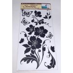 Anděl 1042 samolepící dekorace černé květina s motýli 69x30cm – Zboží Mobilmania