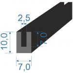 05354583 Pryžový profil tvaru "U", 10x7/2,5mm, 70°Sh, EPDM, -40°C/+100°C, černý | Zboží Auto