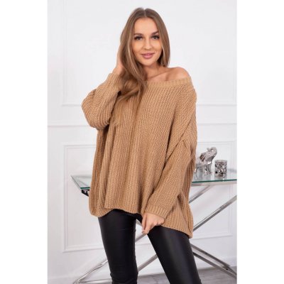 Široký oversize svetr camel – Zboží Mobilmania