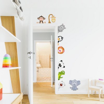 INSPIO Dětské samolepky na zeď - Zvířátka ze ZOO kolem dveří, velikost 90 x 70 cm, 3591f – Zboží Mobilmania