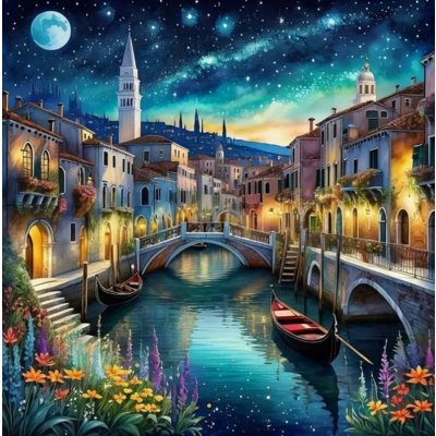 NORIMPEX Diamantové malování Noční Benátky 30 x 40 cm – Zboží Mobilmania