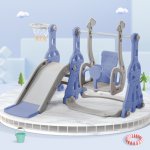 Merax 4v1 skluzavka Basketbalový stojan žebřík na lezení a houpačka modrá – Zboží Mobilmania