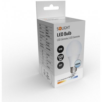 Solight LED žárovka, klasický tvar, 12W, E27, 6000K, 270°, 1320lm – Zboží Živě