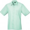 Pánská Košile Premier Workwear pánská popelínová pracovní košile s krátkým rukávem modrá blankytná