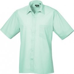 Premier Workwear pánská popelínová pracovní košile s krátkým rukávem modrá blankytná