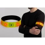Reflexní LED pásek 4LED, žlutý s červenými diodami, suchý zip – Hledejceny.cz
