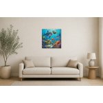 Obraz na plátně – Veselí podmořští kamarádi mezi korály 70 × 70 cm – Hledejceny.cz