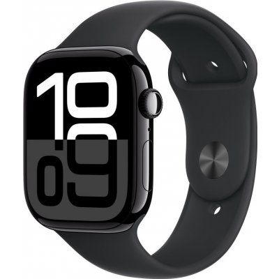 Apple Watch Series 10 46mm klavírně černý hliník s černým sportovním řemínkem S/M MWWP3QC/A – Zboží Mobilmania