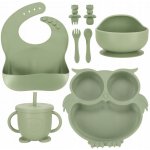 KIK Silikónový riad pre deti sada sova vojenská zelená 8 ks – Zboží Mobilmania